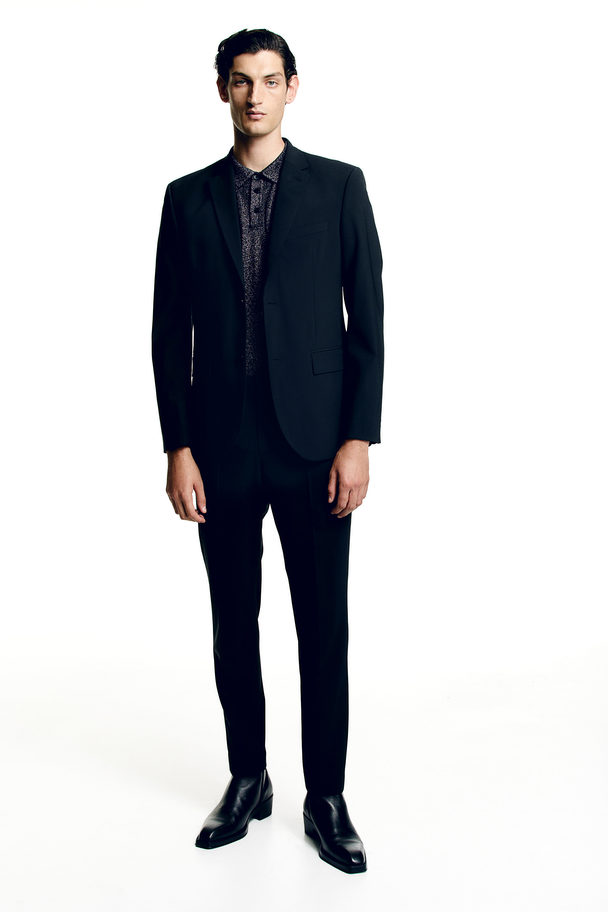 H&M Anzughose aus Wollmix in Slim Fit Schwarz