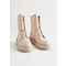 Chunky Platform Leather Boots Beige