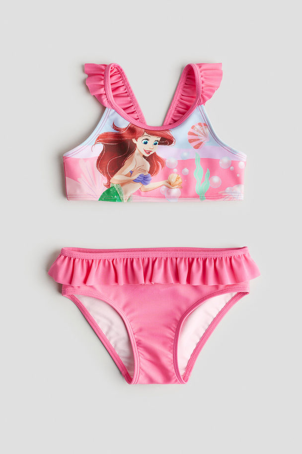 H&M Volantbikini mit Print Rosa/Kleine Meerjungfrau