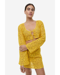 Crochet-look Beach Top Yellow
