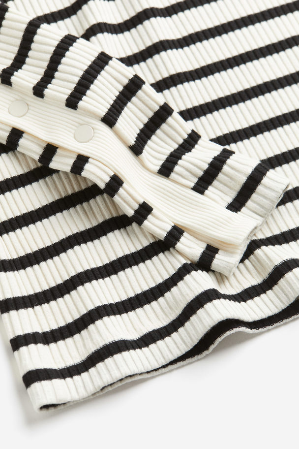 H&M Button-detail Top Cream/striped