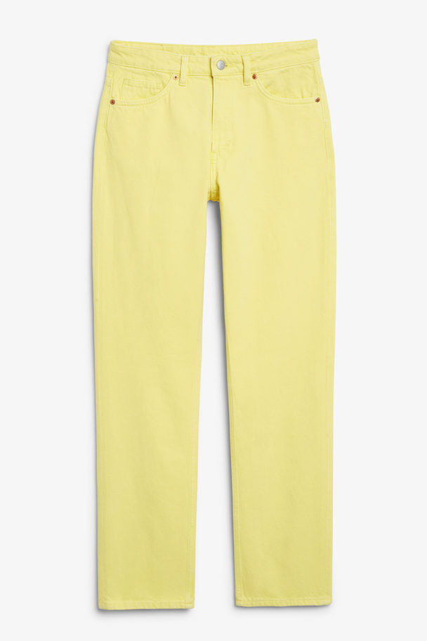 Monki Yara Mid Waist Jeans Yellow Lemon Yellow