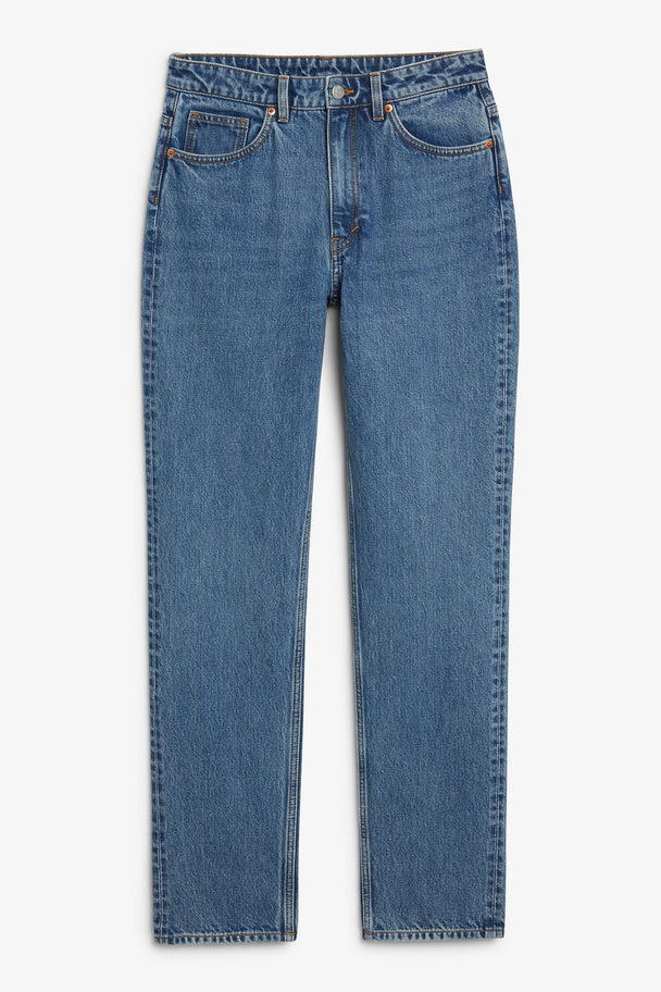 Monki Yara Jeans Met Halfhoge Taille Blauw