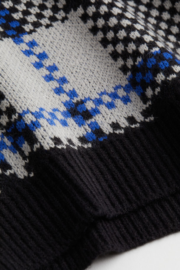 H&M Jacquard-knit Jumper Black/checked