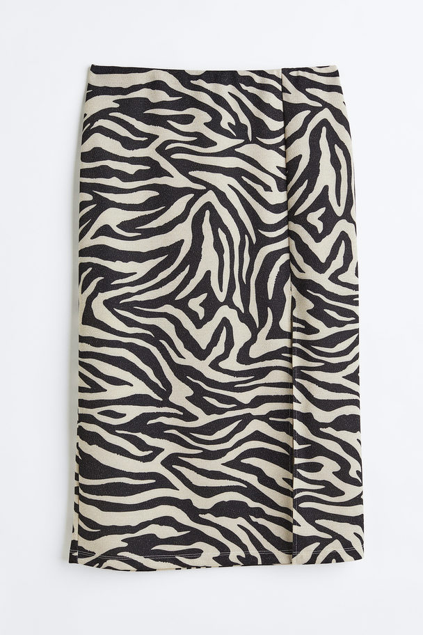 H&M Jersey Pencil Skirt Black/zebra Print