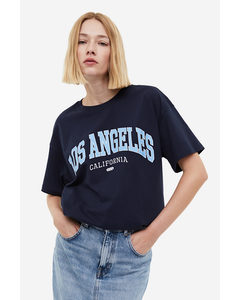 T-shirt Met Print Marineblauw/los Angeles