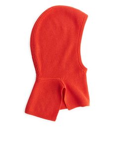 Rib-knit Wool Hood Orange