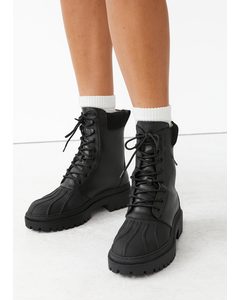 Chunky Leather Combat Boots Black