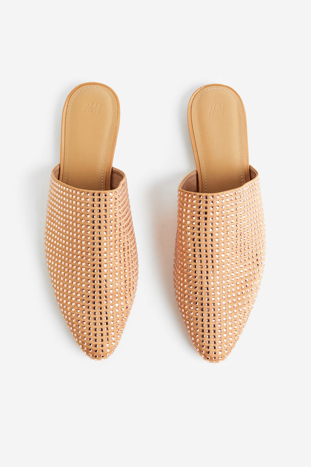 H&M Slip In-sandaletter Med Strass Beige