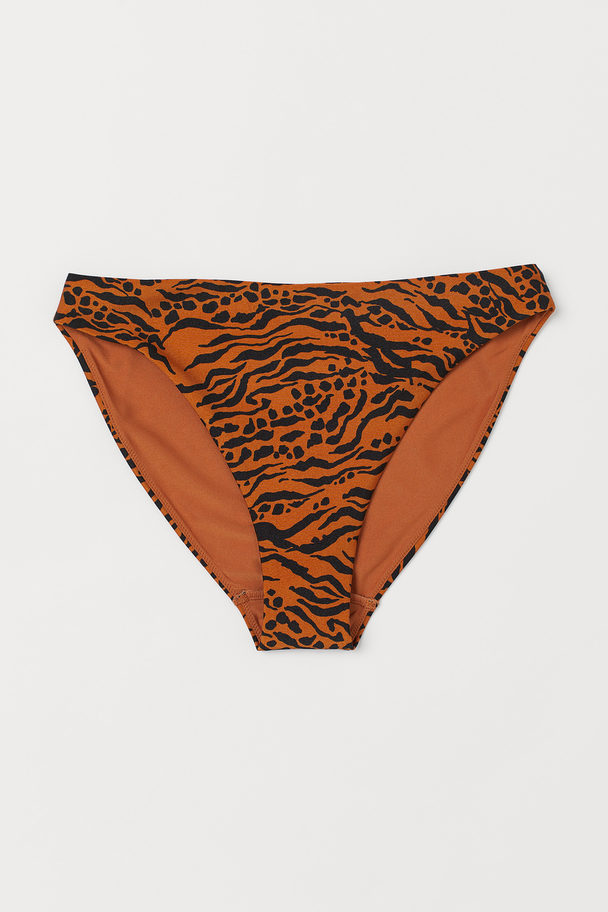 H&M Bikinitrosa High Leg Mörk Orange/djurmönstrad