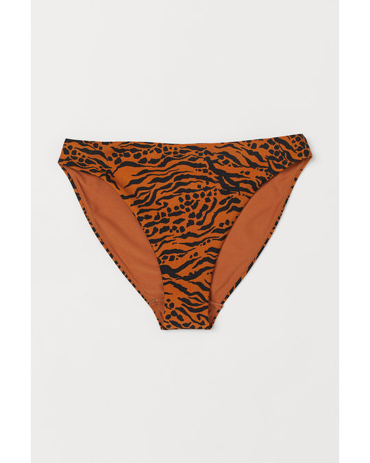 H&M Bikini Bottoms High Leg Dark Orange/animal Print