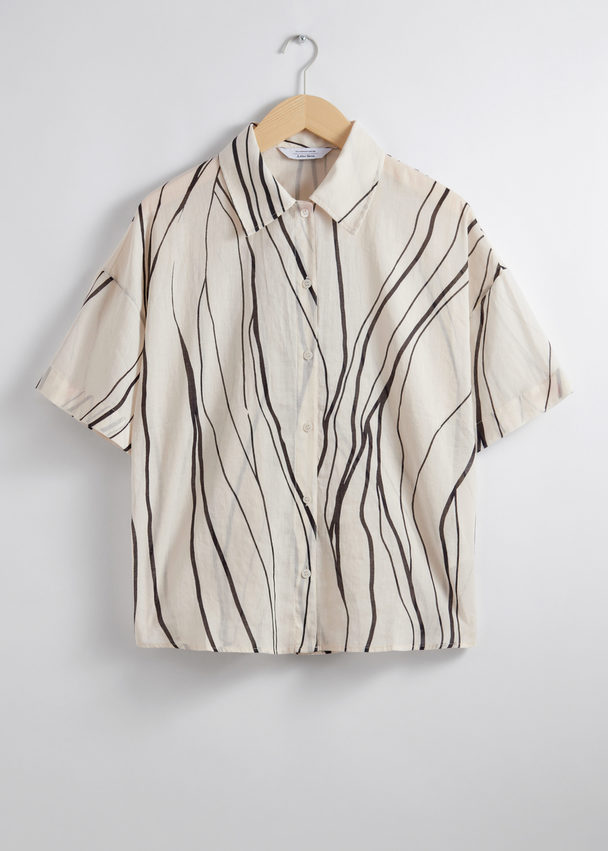 & Other Stories Short-sleeve Shirt Oatmeal/black