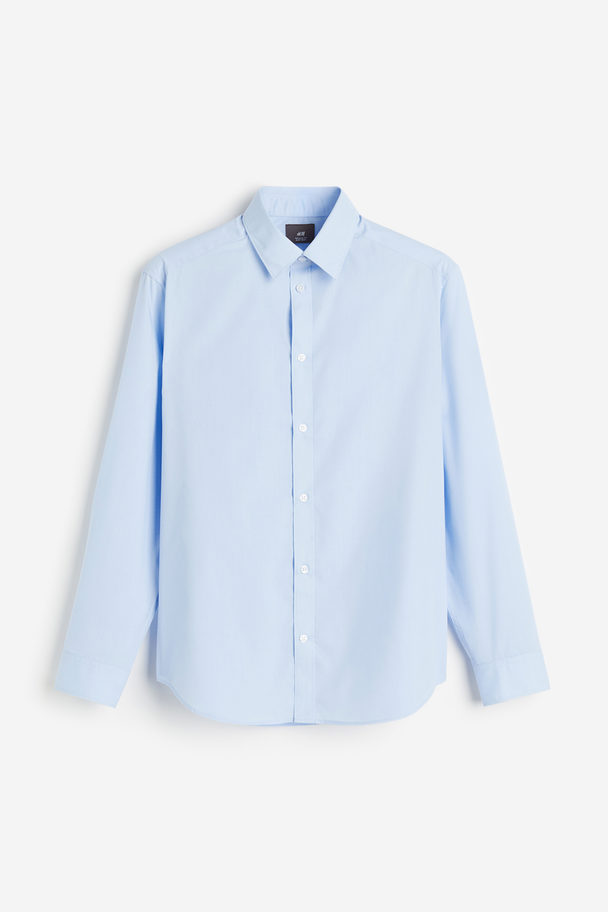 H&M Easy-Iron-Hemd in Regular Fit Hellblau