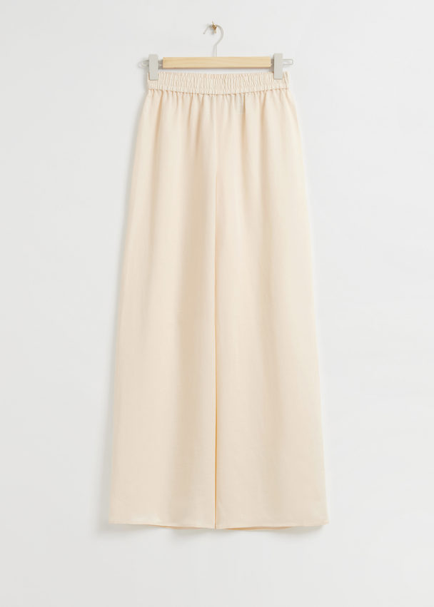 & Other Stories Relaxed Pull-on Linen Trousers Light Beige