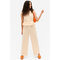 Ärmelloser Streifen-Jumpsuit mit Volants Orange/weiß gestreift