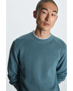 Organic-cotton Ribbed-knit Crew-neck Jumper Teal