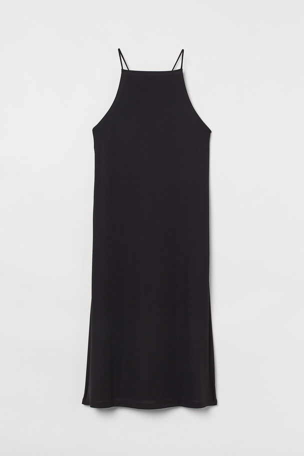 H&M Jerseykleid mit Trägern Schwarz