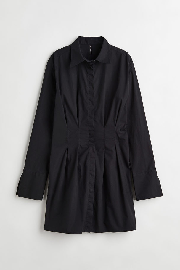 H&M Blusenkleid aus Baumwolle Schwarz