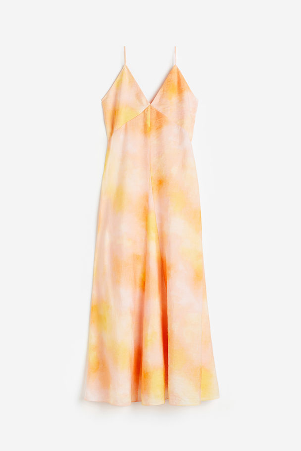 H&M Kleid in A-Linie aus Modalmix Hellorange/Gemustert