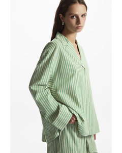 Randig Pyjamasskjorta Med Krage Grön/krämfärgad/randig