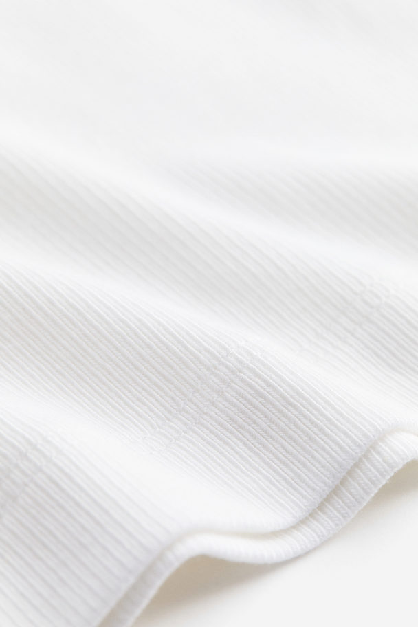 H&M Ribbed Modal-blend Top White