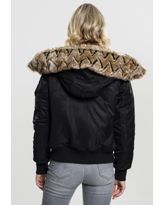 Damen Ladies Imitation Fur Bomber Jacket