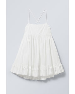 Mini Poplin Strap Dress White