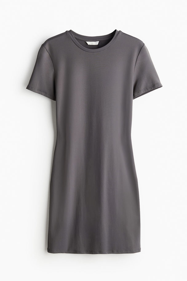 H&M T-Shirt-Kleid aus Mikrofaser Dunkelgrau