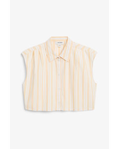 Cropped Sleeveless Shirt Peach And Orange Stripes