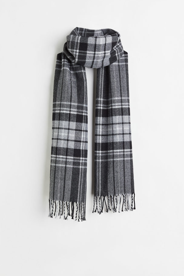 H&M Patterned Scarf Dark Grey/checked
