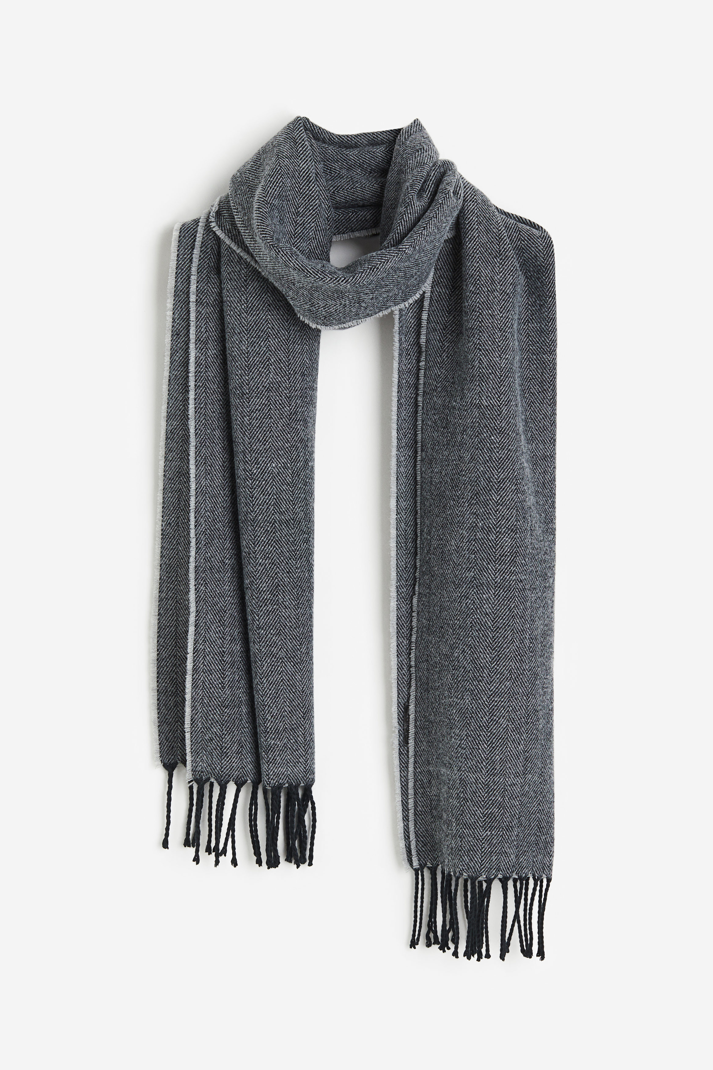 Billede af H&M Mønstret Halstørklæde Grå/sildebensmønstret, Halstørklæder. Farve: Grey/herringbone-patterned I størrelse Onesize
