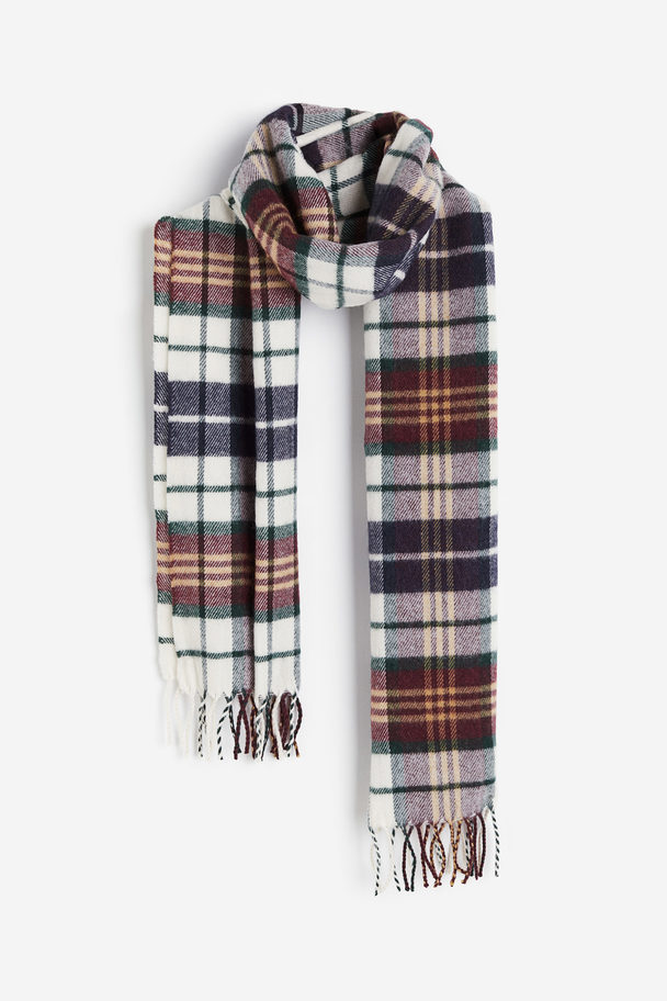 H&M Patterned Scarf Navy Blue/checked