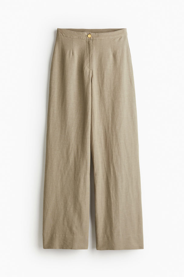 H&M Bukse I Linmiks Beige