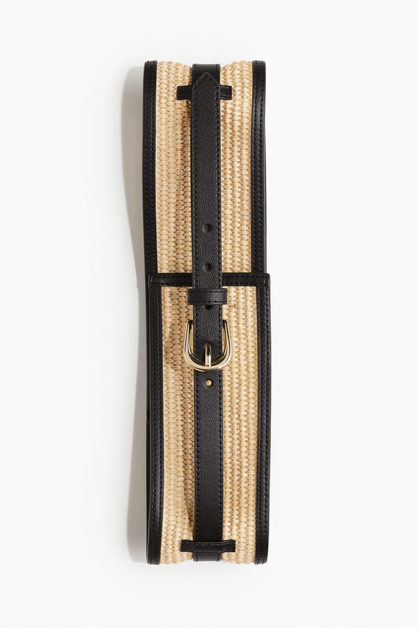 H&M Wide Waist Belt Beige/black