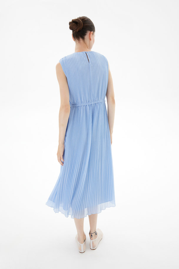 H&M Mama Pleated Nursing Dress Light Blue