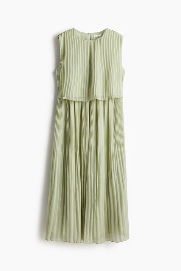 H&M Mama Pleated Nursing Dress Light Green