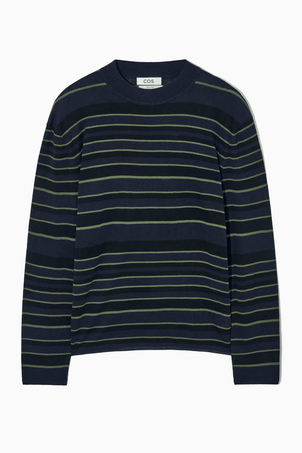 COS Striped Knitted Long-sleeved T-shirt Navy / Striped