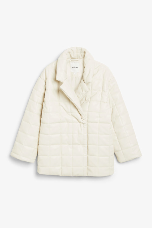 Monki Quilted Pu Jacket White