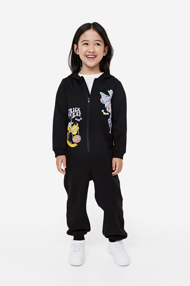 H&M Printed Sweatshirt All-in-one Suit Black/minnie Mouse