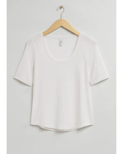 T-Shirt mit tiefem Ausschnitt Weiß