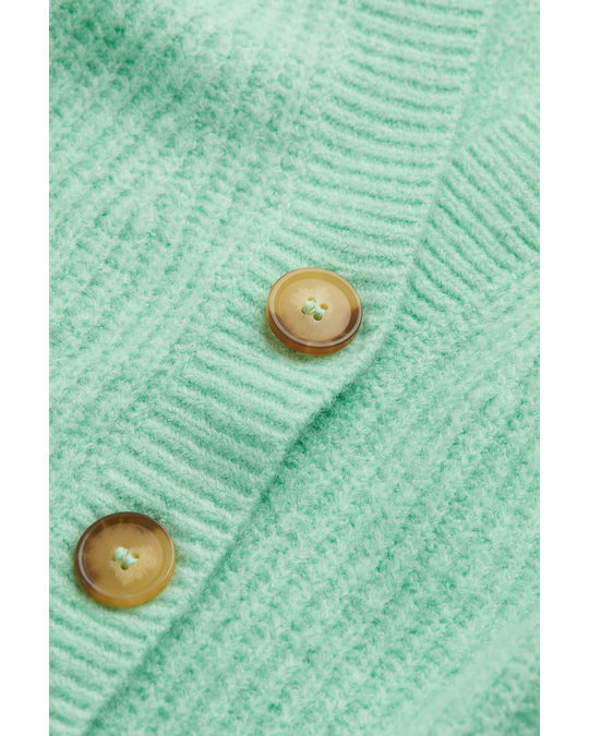 H&M Rib-knit Cardigan Mint Green