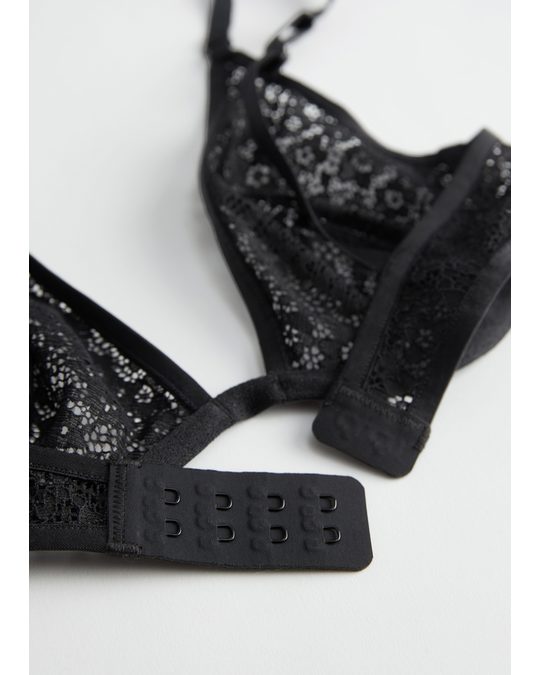 & Other Stories Floral Lace Underwire Bra Black