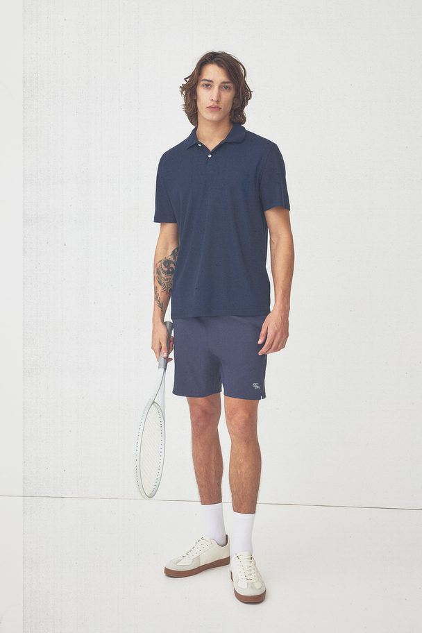 H&M Piqué Sports Top Navy Blue