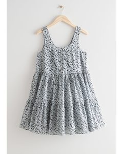 Printed Tiered Mini Dress Blue Print