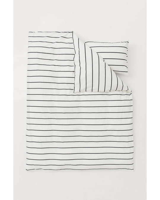 H&M HOME Single Duvet Cover Set White/striped