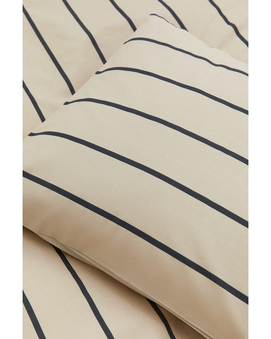 H&M HOME Single Duvet Cover Set Beige/striped