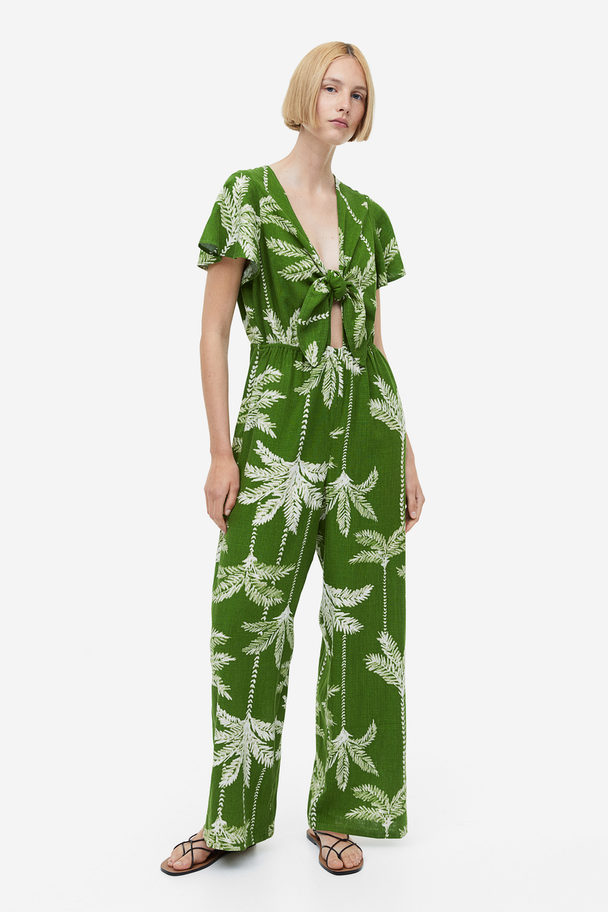 H&M Jumpsuit I Hørblanding Grøn/palmer