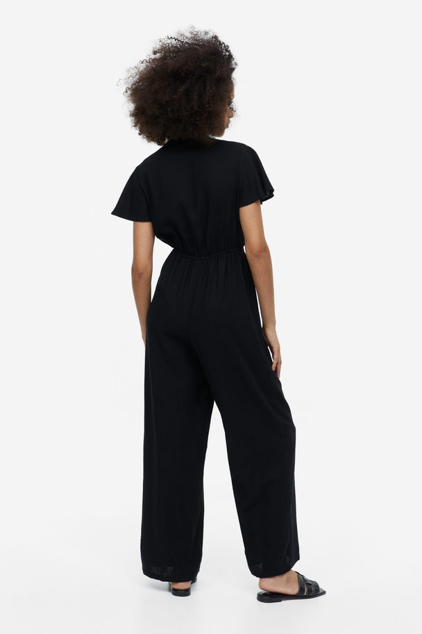 H&M Linen-blend Jumpsuit Black