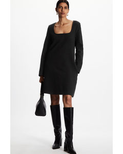 Square-neck Mini Dress Black
