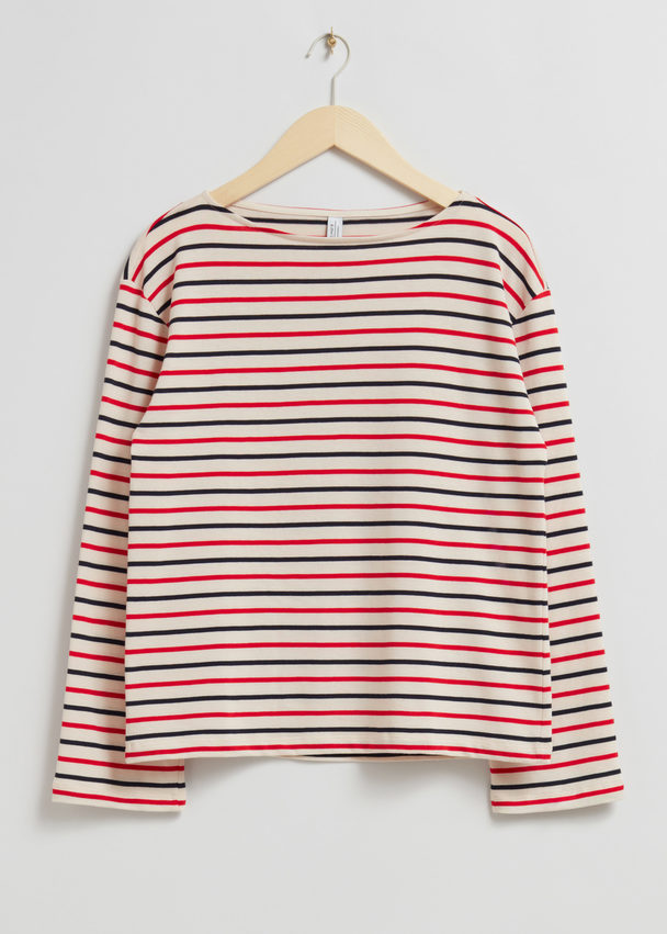 & Other Stories Striped Jersey Top Red/white Striped